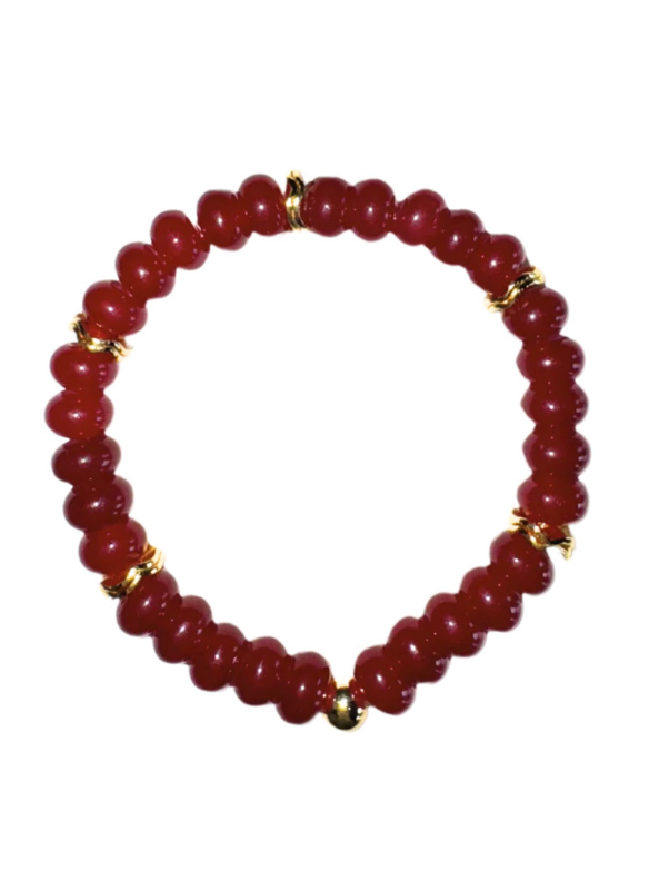 Red Gemstone Bracelet with Gold Accents