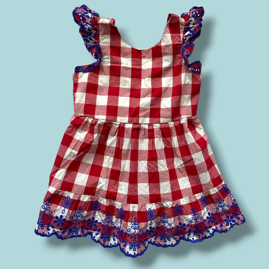 red Gymboree checkered dress, 4Y