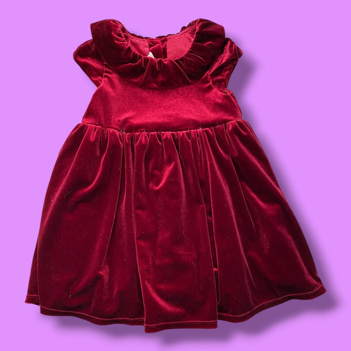 red H&M velour dress, 2Y