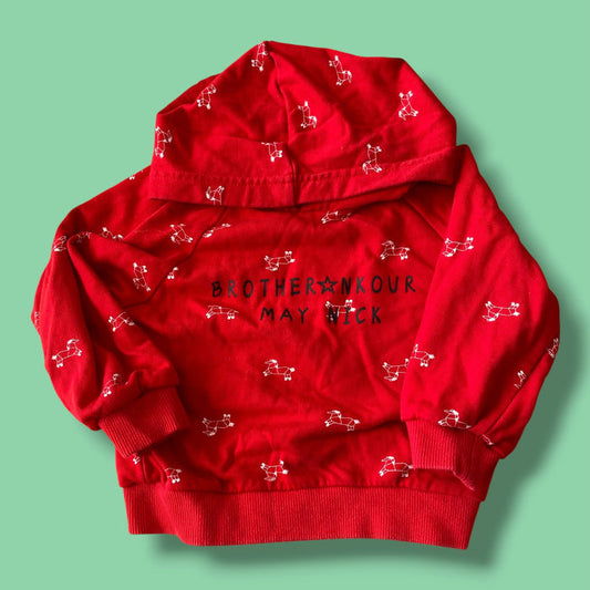 Red Unknown hoodie, 2Y