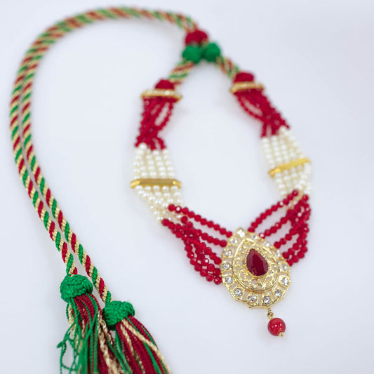 RED WHITE PEARL NECKLACE AMSA