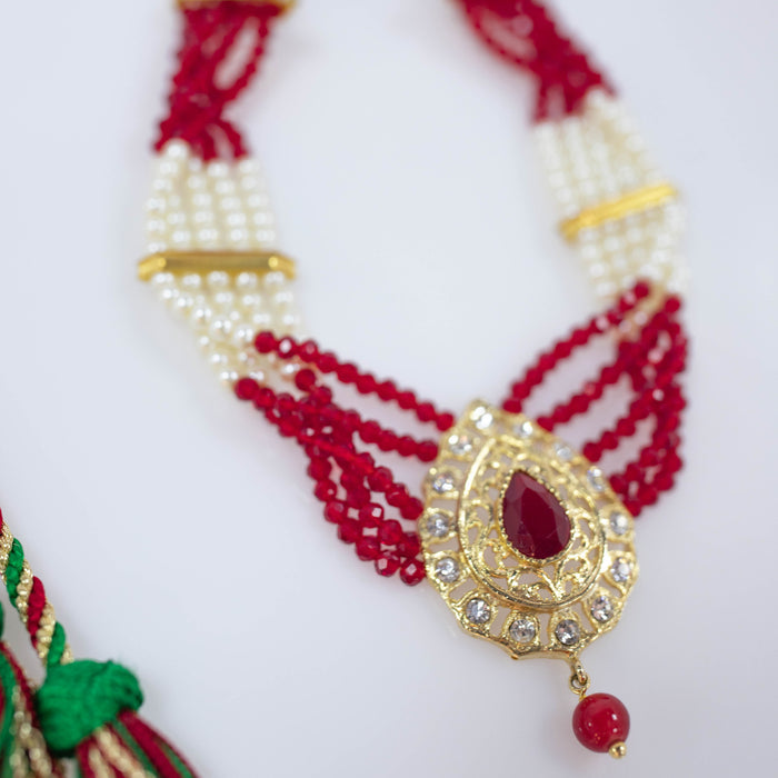 RED WHITE PEARL NECKLACE AMSA