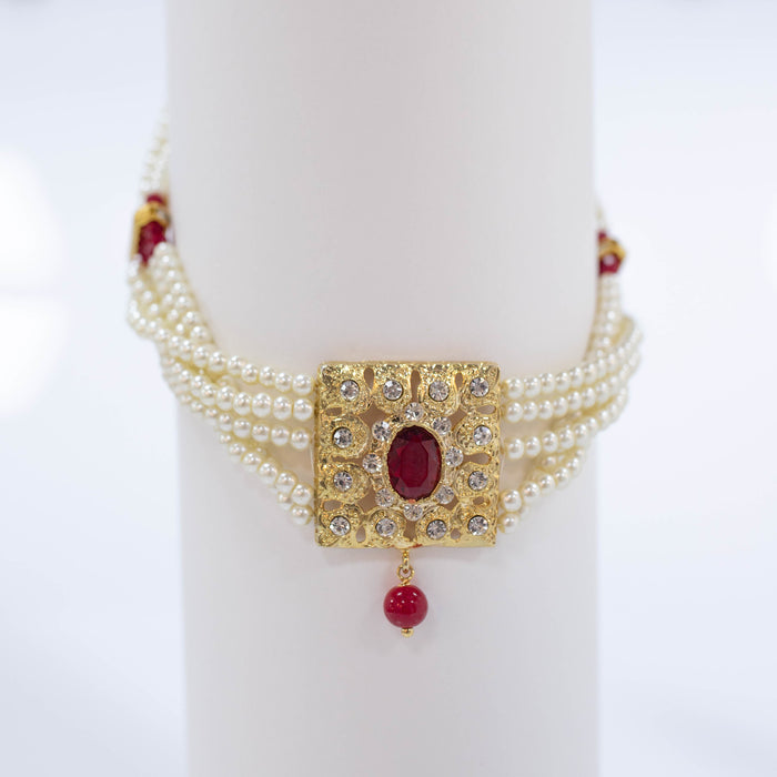 RED WHITE PEARL NECKLACE LIA