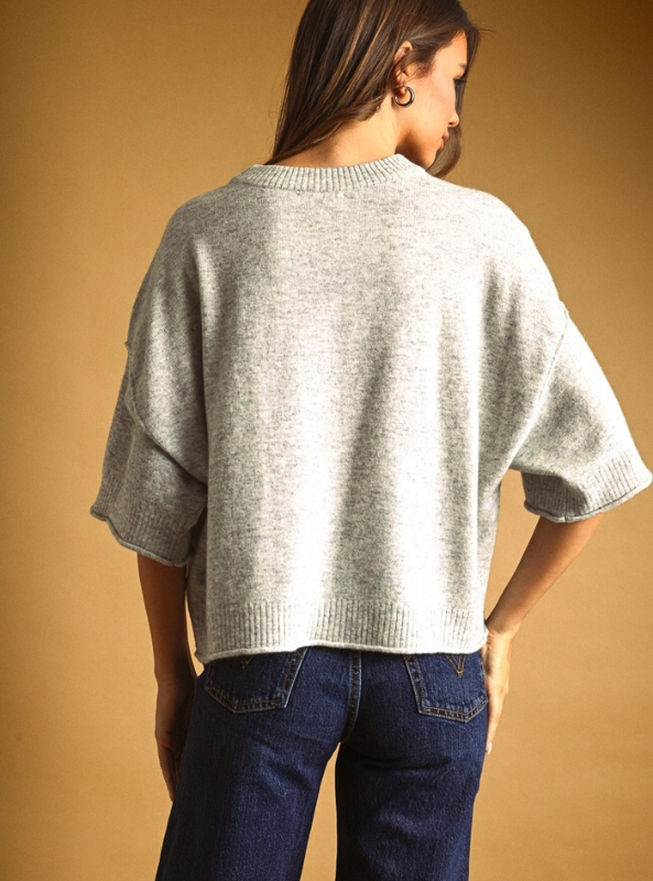 Reese Knit Top- Heather Grey