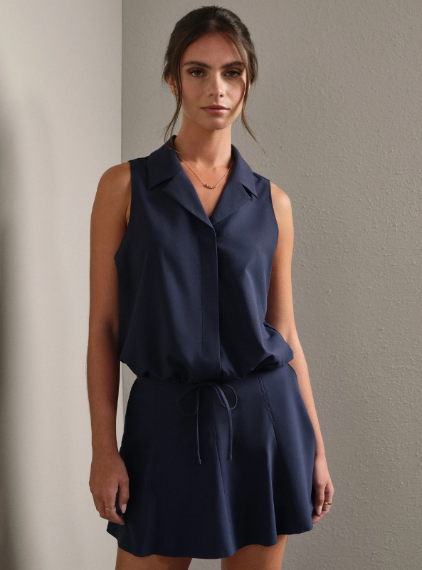 Rhone Apparel- Mirage Sleeveless Notch Collar- Navy Blue