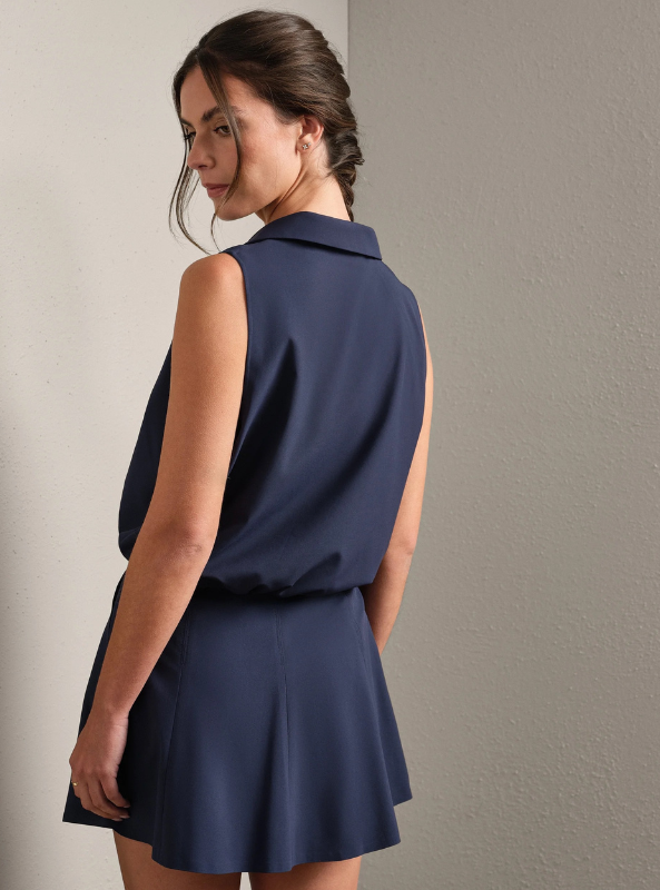 Rhone Apparel- Mirage Sleeveless Notch Collar- Navy Blue