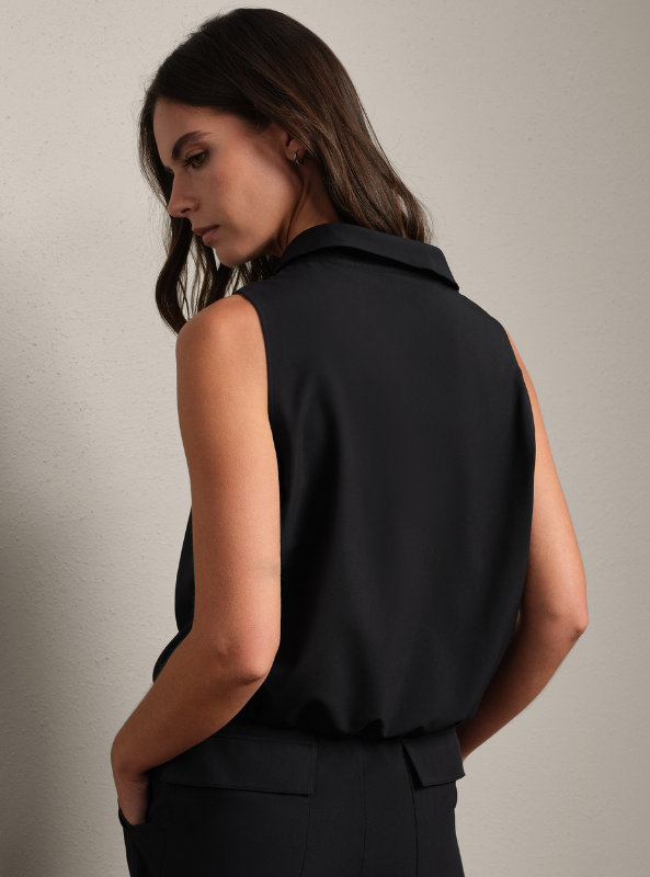 Rhone Apparel- Mirage Sleeveless Notch Collar- Pure Black