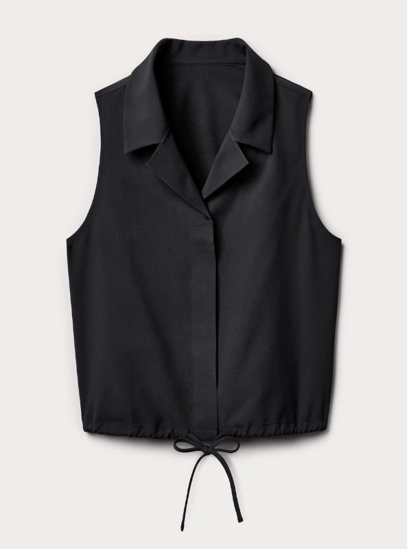 Rhone Apparel- Mirage Sleeveless Notch Collar- Pure Black