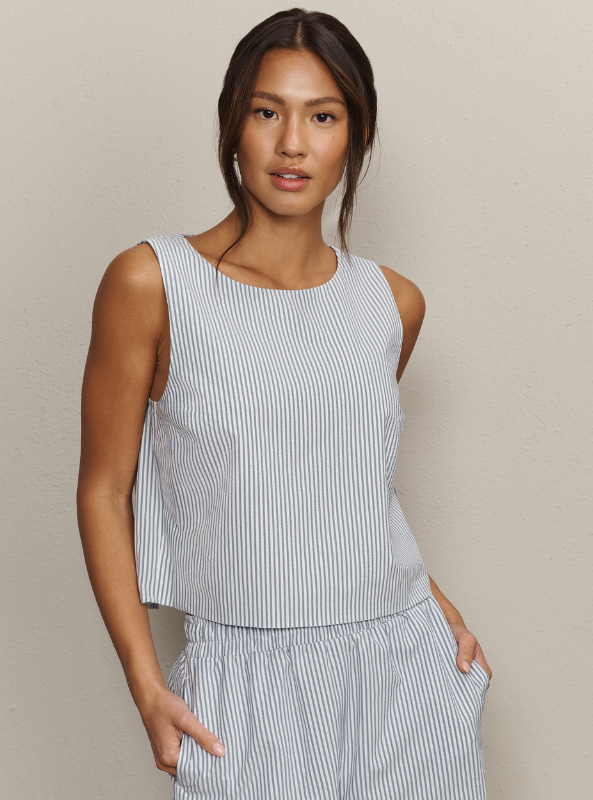 Rhone Apparel- Saltair Tank- Washed Navy Stripe