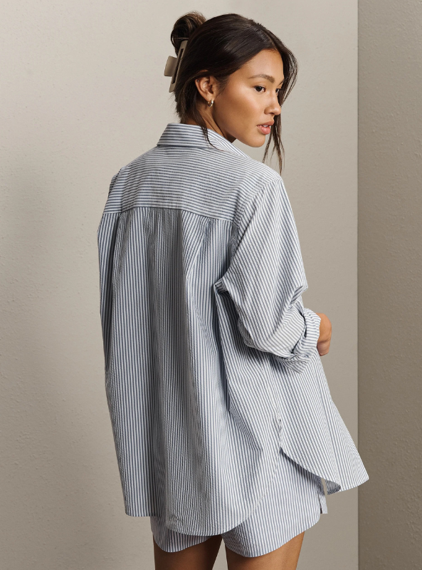 Rhone Apparel Saltair Button Up- Washed Navy Stripe