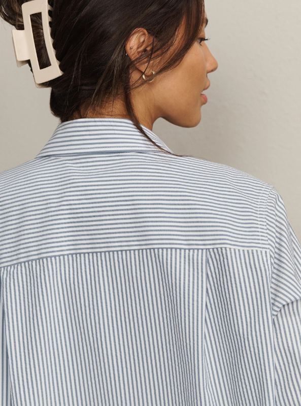 Rhone Apparel Saltair Button Up- Washed Navy Stripe