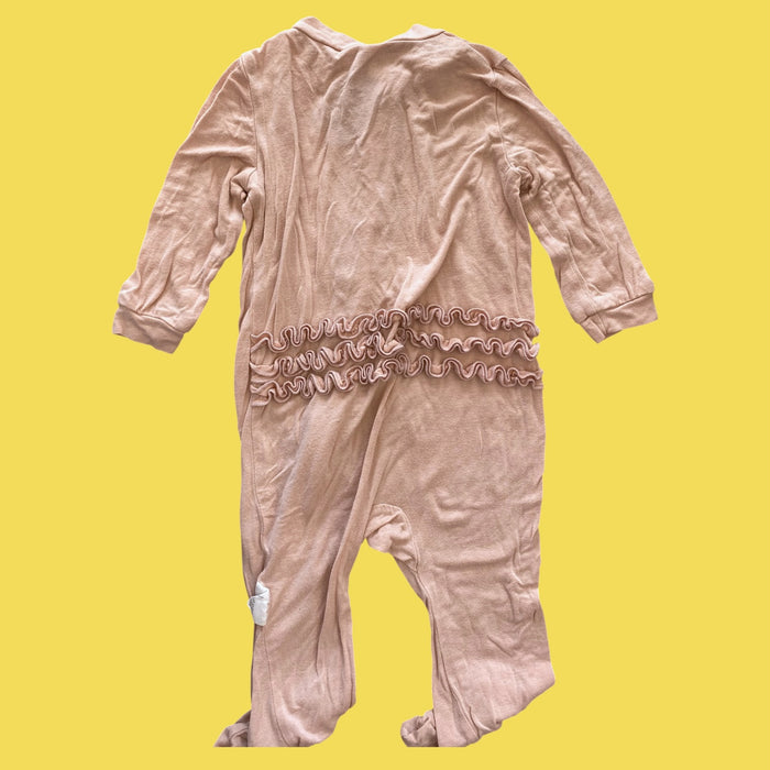 rose milkberry ruffle sleeper, 6-9m