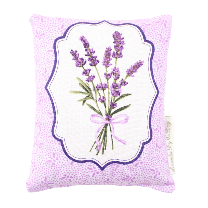 lavender scented pillow with Bouquet on White and Purple