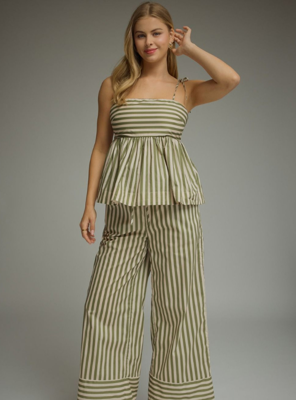 Savannah Peplum Top- Olive