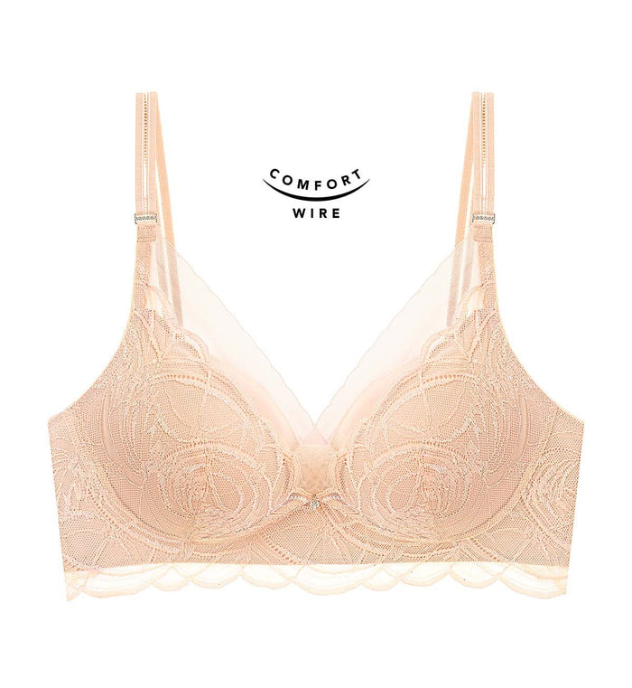 Shimmer Lace Magic Wire Padded Bra - SOFT PRALINE