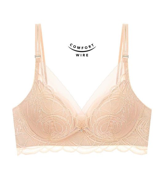 Shimmer Lace Magic Wire Padded Bra - SOFT PRALINE
