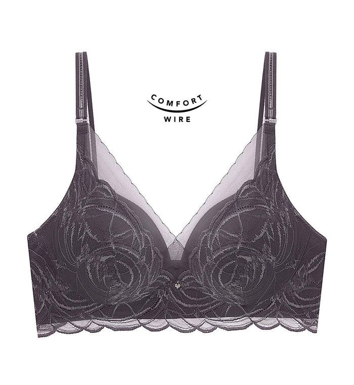 Shimmer Lace Magic Wire Padded Bra - GRAPHITE