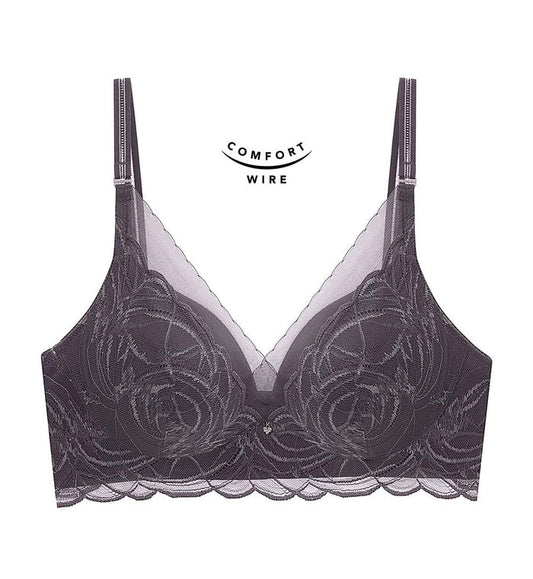 Shimmer Lace Magic Wire Padded Bra - GRAPHITE