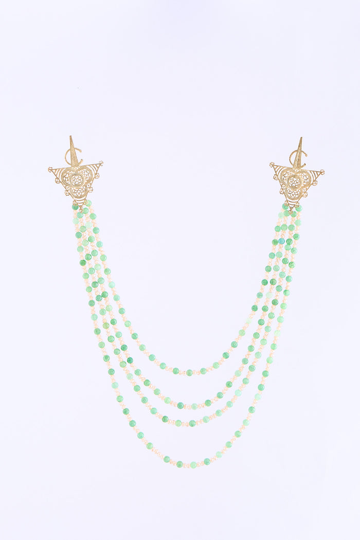 Shoulder necklace gold/green