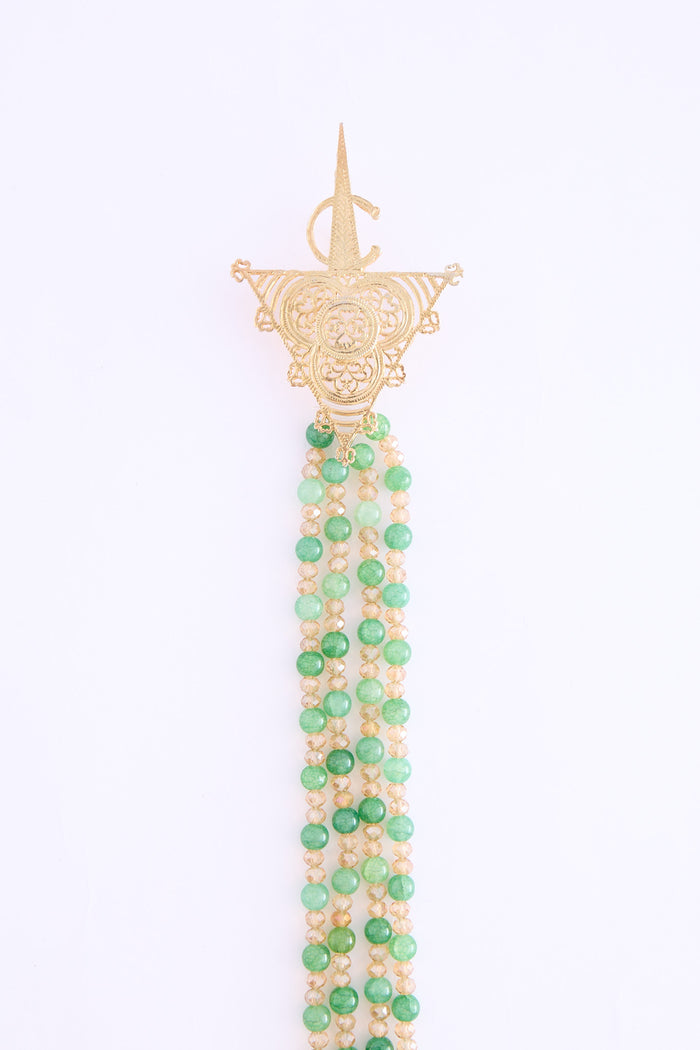 Shoulder necklace gold/green
