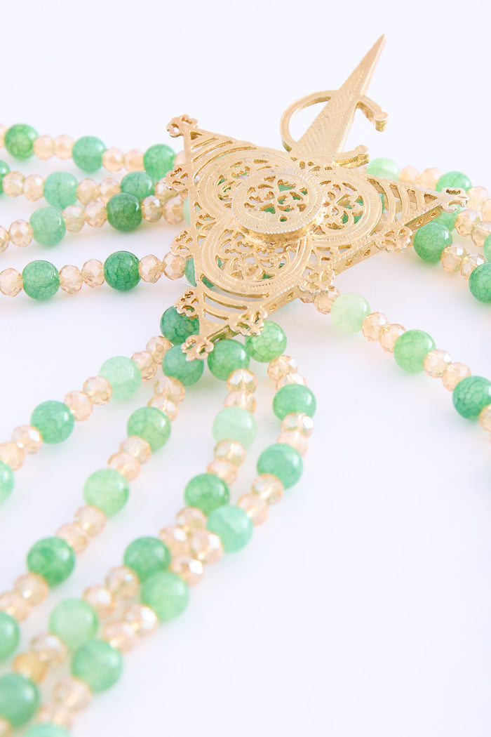 Shoulder necklace gold/green