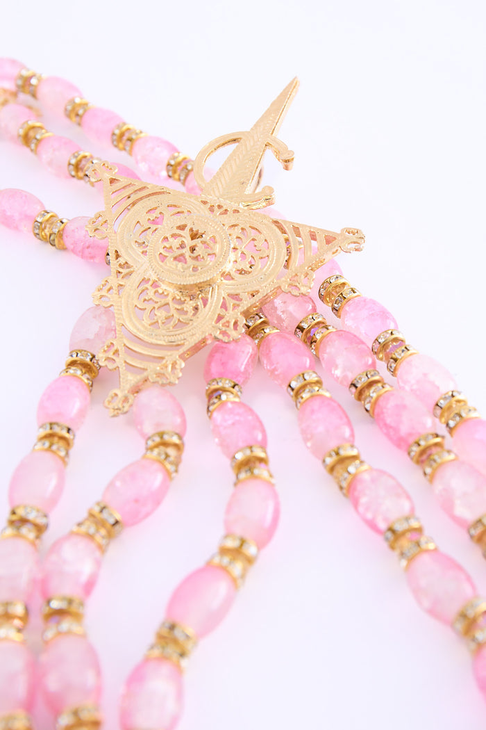 Shoulder necklace gold/pink