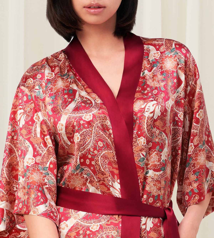 Silk Robe - RED - DARK COMBINATION