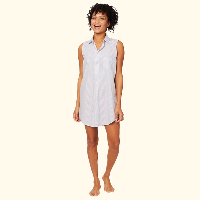 Simple Stripe Luxe Pima Sleeveless Night Shirt
