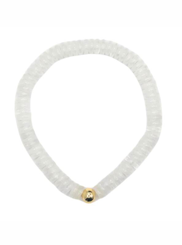 Small Cloudy White Disc Gemstone Bracelet