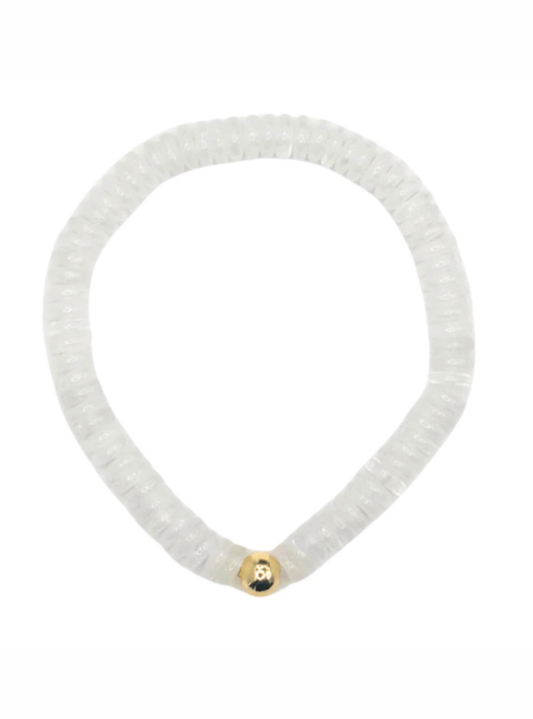 Small Cloudy White Disc Gemstone Bracelet