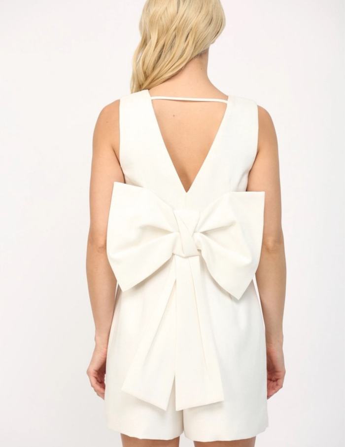Square Neck Romper- White
