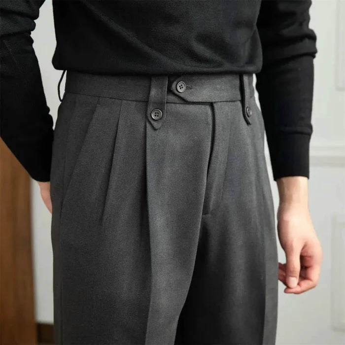 Straight high-waist casual trousers - AntoniosClothing - Gark gray