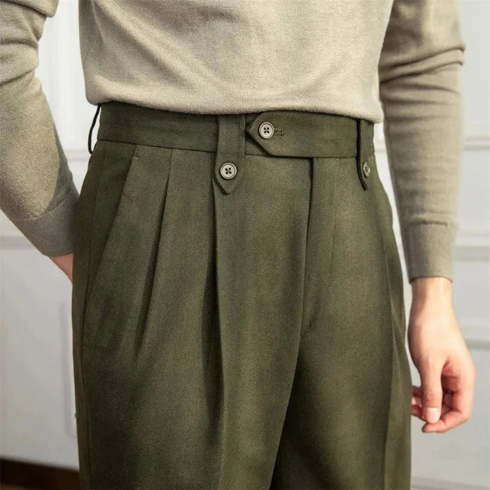 Straight high-waist casual trousers - AntoniosClothing - Coral red