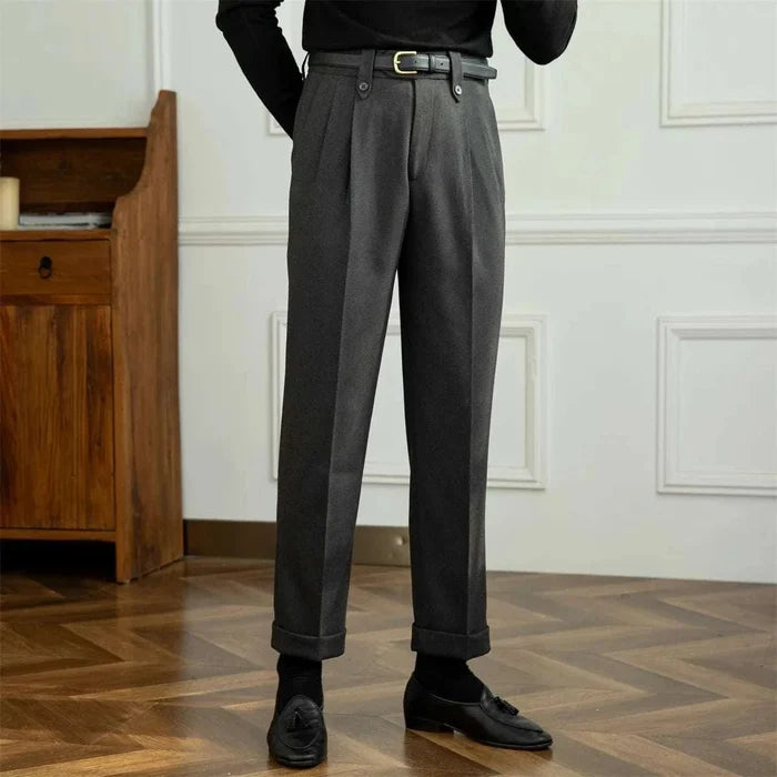 Straight high-waist casual trousers - AntoniosClothing - Gark gray