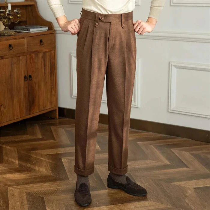 Straight high-waist casual trousers - AntoniosClothing - Brown