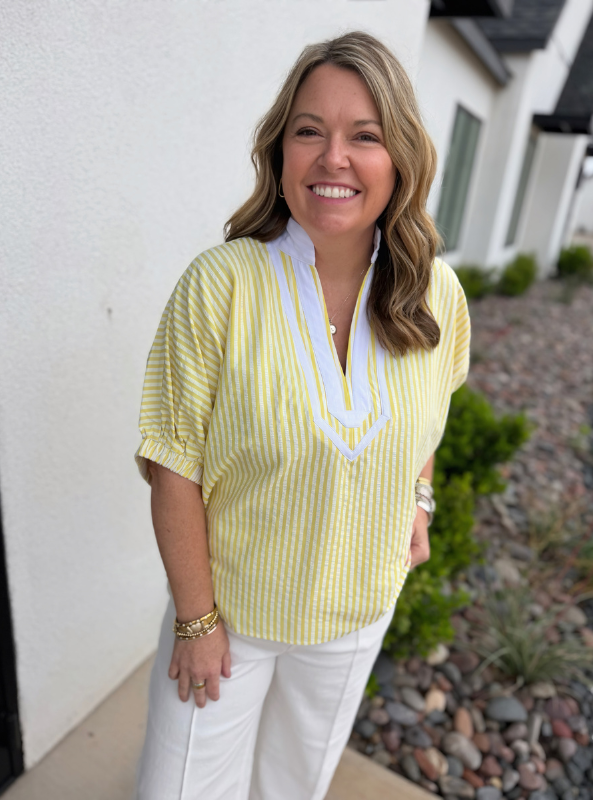 Striped Dolman Sleeve Top- Yellow