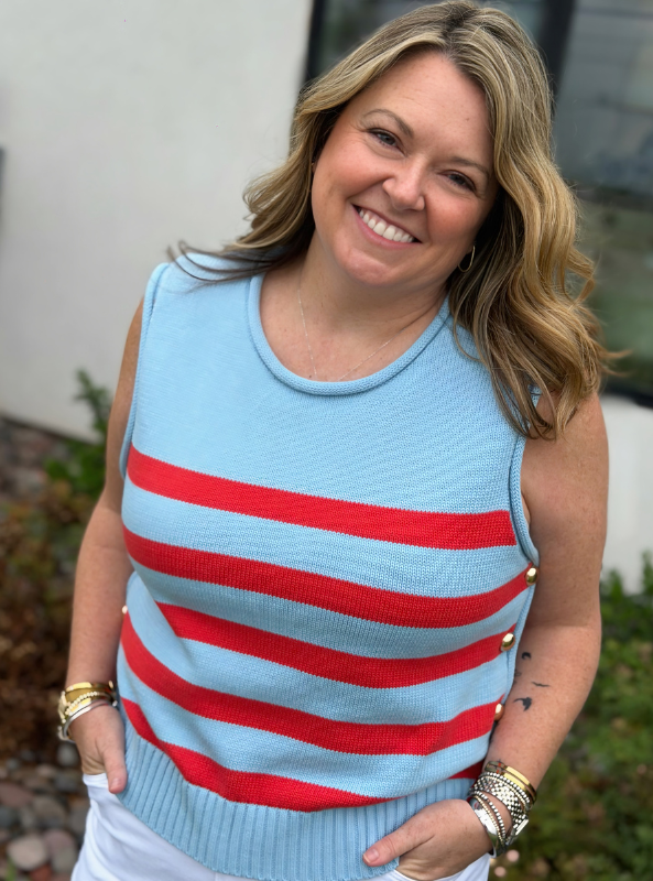 Striped Sleeveless Knit Top