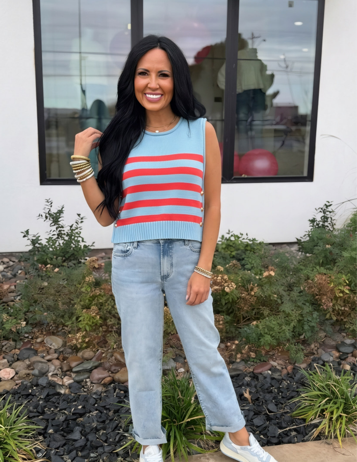 Striped Sleeveless Knit Top