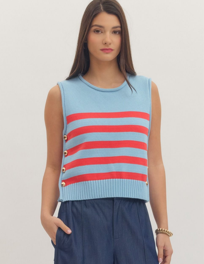 Striped Sleeveless Knit Top