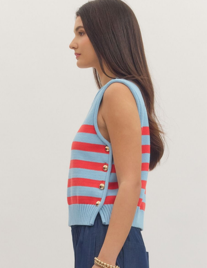 Striped Sleeveless Knit Top