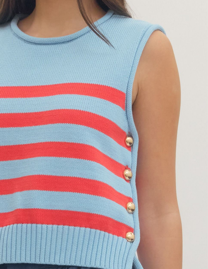 Striped Sleeveless Knit Top