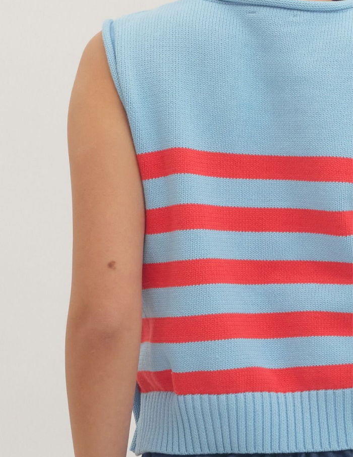 Striped Sleeveless Knit Top