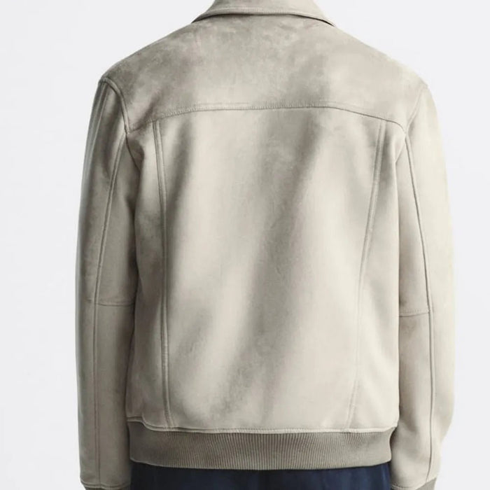 Suede Polo Jacket - AntoniosClothing - Gray
