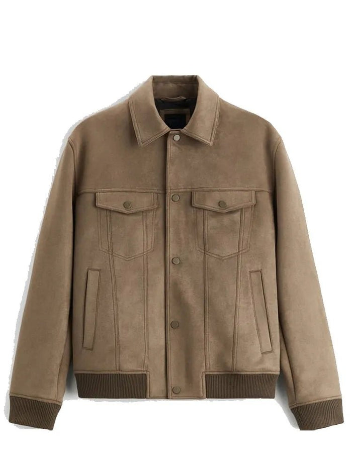Suede Polo Jacket - AntoniosClothing - Camel