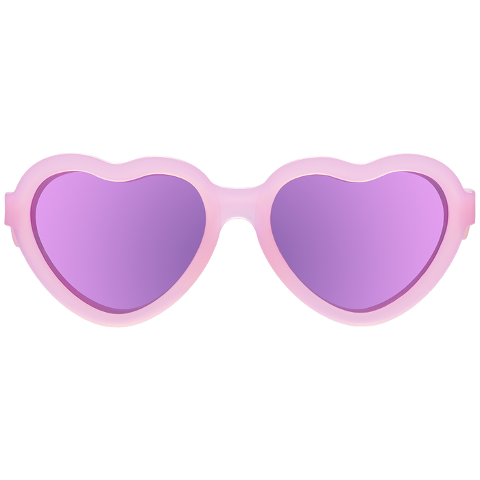 Sunglasses - Frosted Pink Heart | Purple Polarized Mirrored Lenses