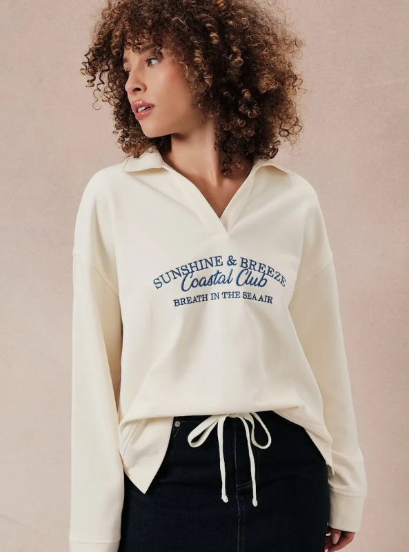 "Sunshine & Breeze" Polo Sweatshirt