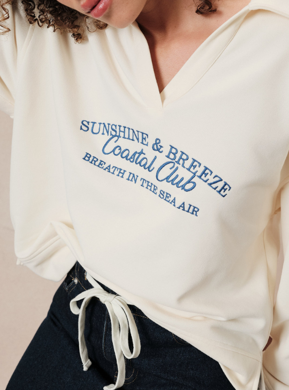 "Sunshine & Breeze" Polo Sweatshirt