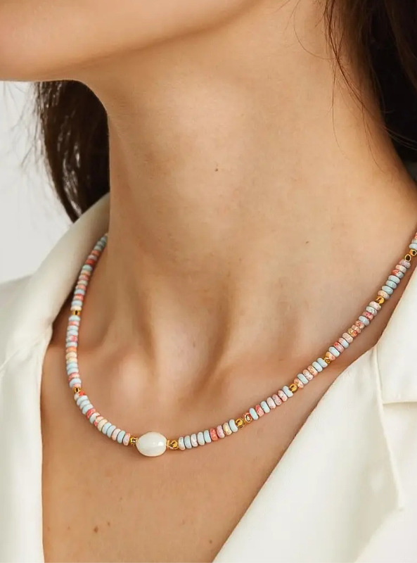 Swank Non-Tarnish Boho Beaded Pearl Necklace - Tres Chic Boutique