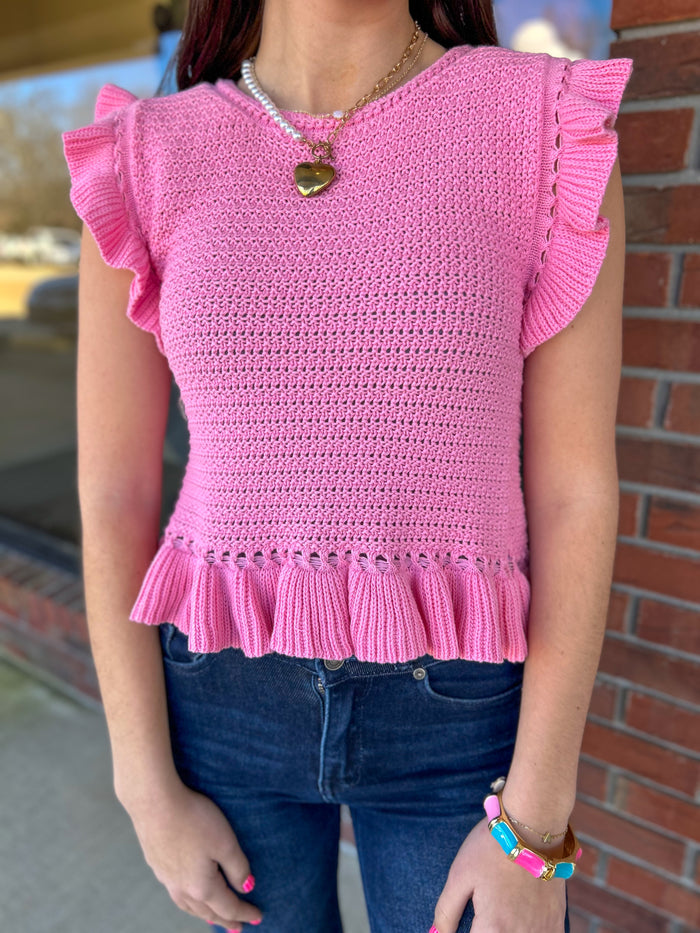 Sweet Life Pink Knit Sleeveless Top