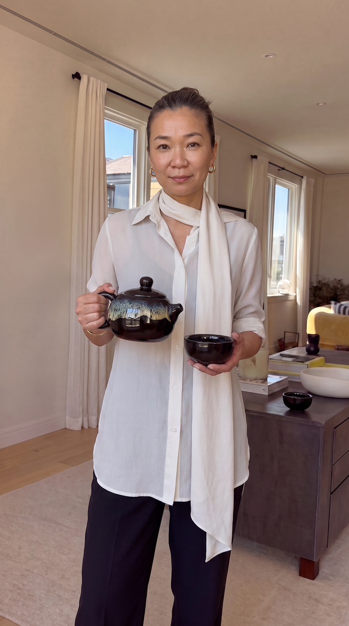 Teapot Set - 1 Pot & Two Cups Black Glaze